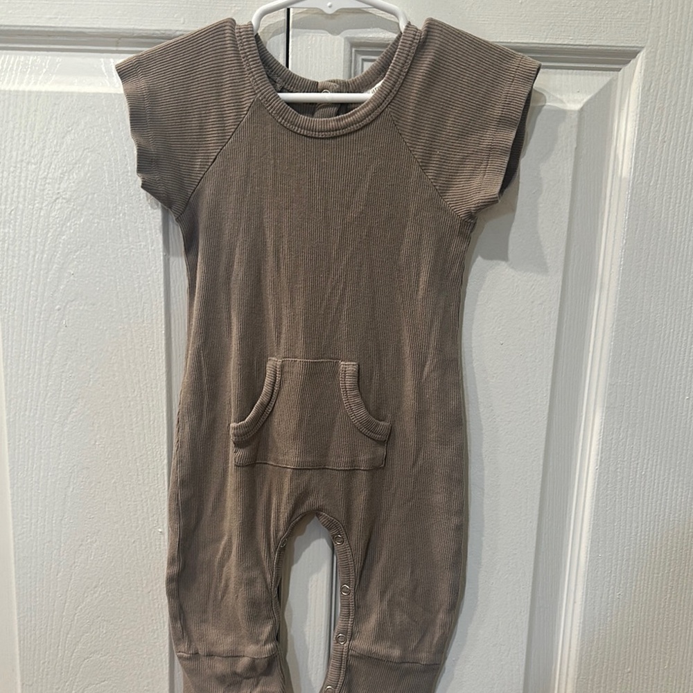 Kate Quinn Brown Baby Romper with Pocket